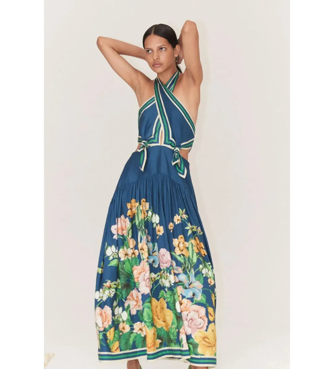 Alemais Lyla Halter Midi Dress Blue Size 10 for rent on The Volte - main image