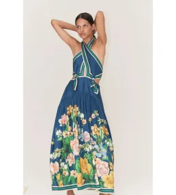 Alemais Lyla Halter Midi Dress Blue Size 10 for rent on The Volte - image 1