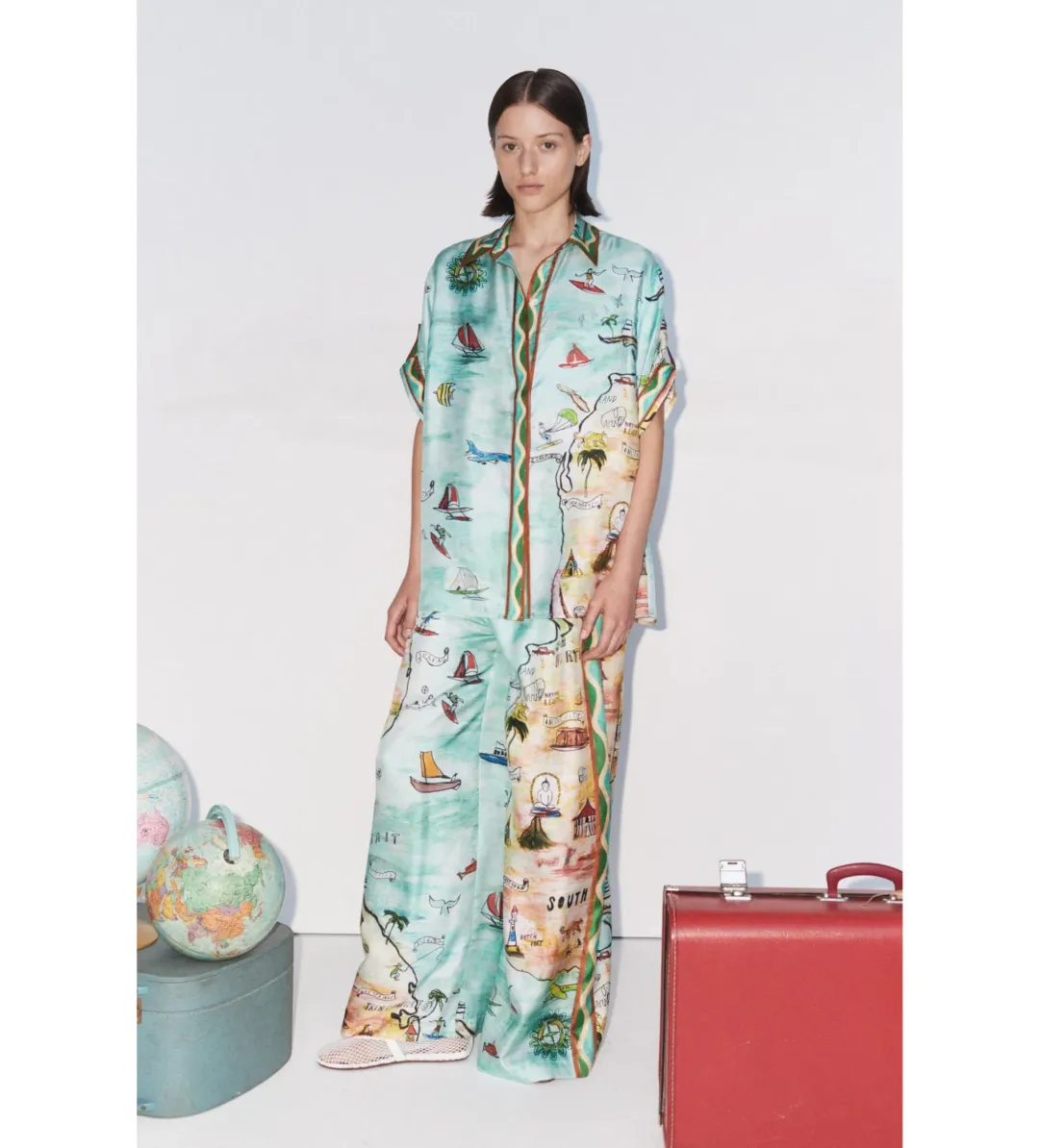 Alemais Swell Silk Shirt and Pant Set Size AU 16 for rent on The Volte - main image