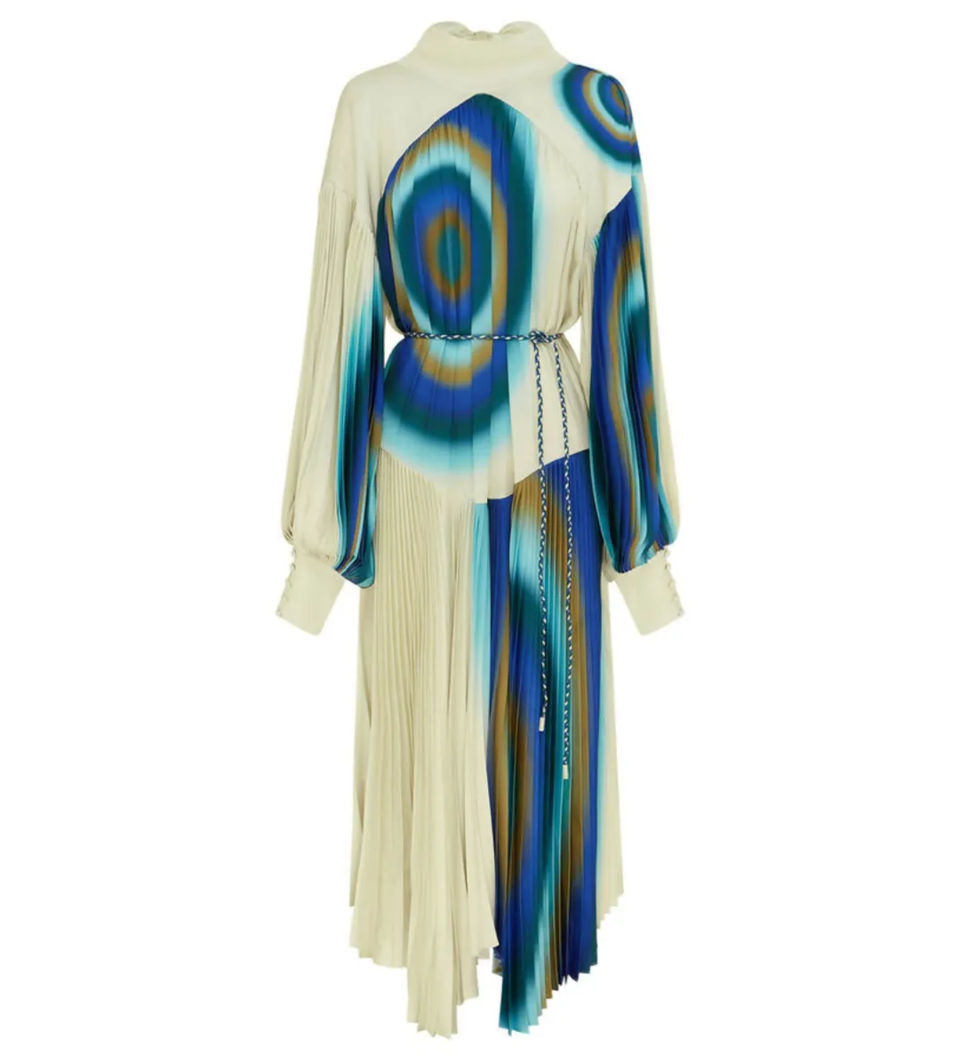 Alemais Una Pleated Midi Dress in Pearl/Teal Size 14 for rent on The Volte - main image