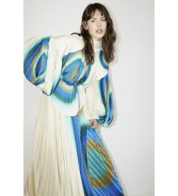 Alemais Una Pleated Midi Dress in Pearl/Teal Size 14 for rent on The Volte - image 2