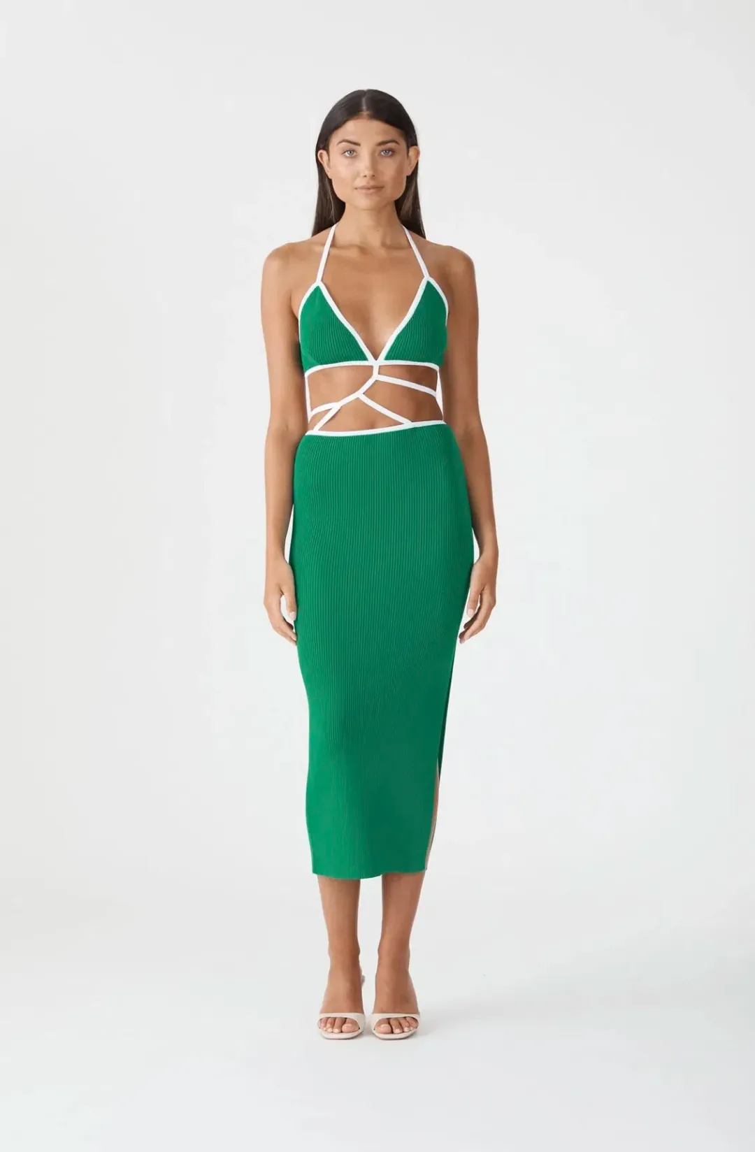 San Sloane Gabby Midi Dress Green Size 8 for rent on The Volte - main image