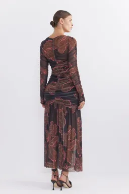 Pasduchas Rosetta Hourglass Midi Dress Dark Floral Szie 6 for rent on The Volte - image 3