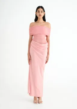 Benni Nico Off Shoulder Maxi Dress Candyfloss Size 8 for rent on The Volte - image 2