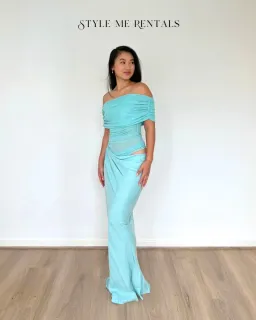 Benni Nico Off Shoulder Maxi Dress Aquamarine Size 10 for rent on The Volte - image 5