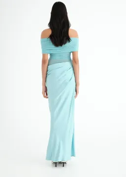 Benni Nico Off Shoulder Maxi Dress Aquamarine Size 10 for rent on The Volte - image 3