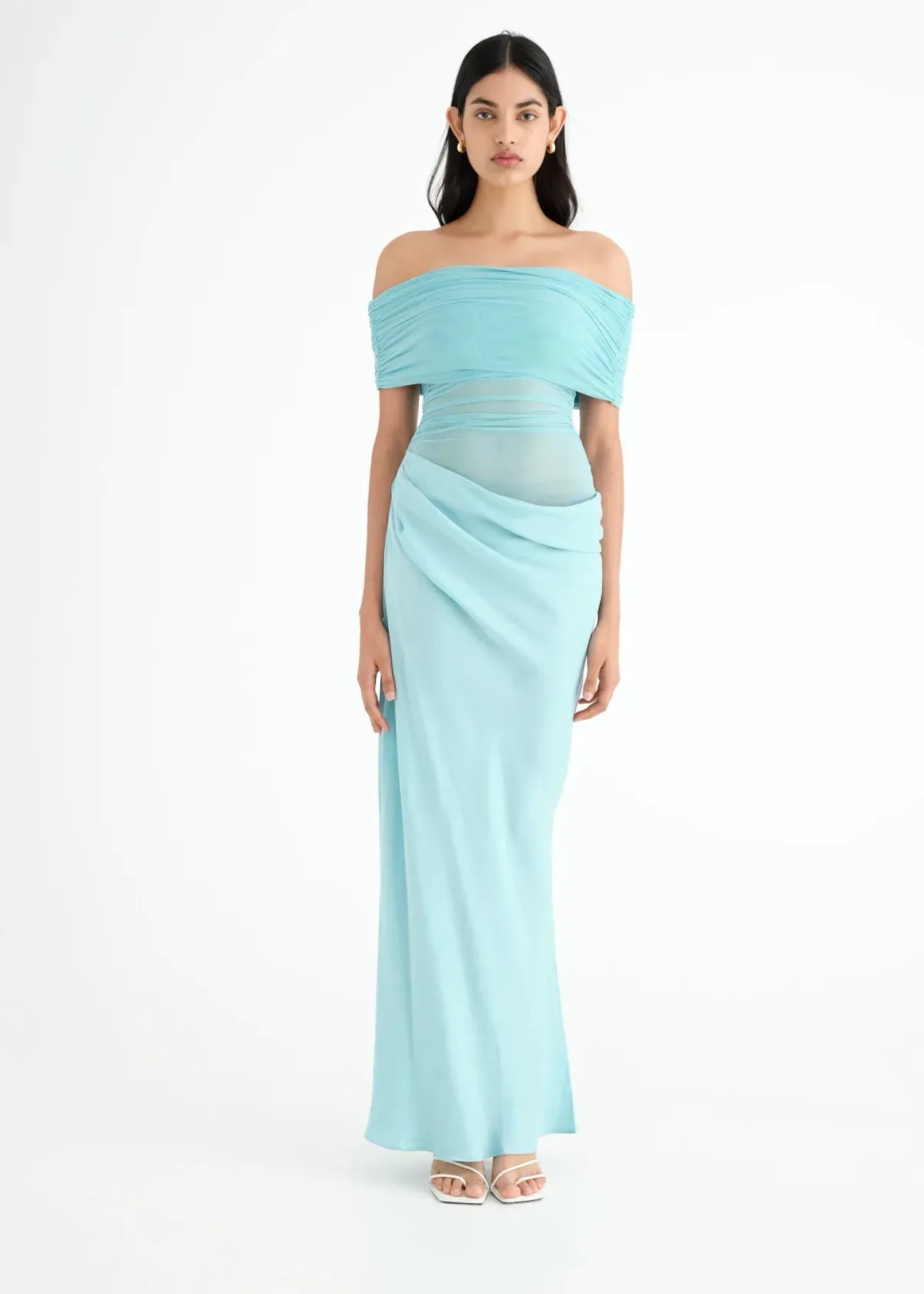 Benni Nico Off Shoulder Maxi Dress Aquamarine Size 10 - Image 1