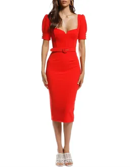 Pasduchas Cascade Sleeve Midi Dress Red Size 8 for rent on The Volte - image 1