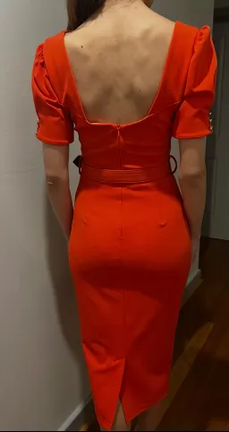 Pasduchas Cascade Sleeve Midi Dress Red Size 8 for rent on The Volte - image 3