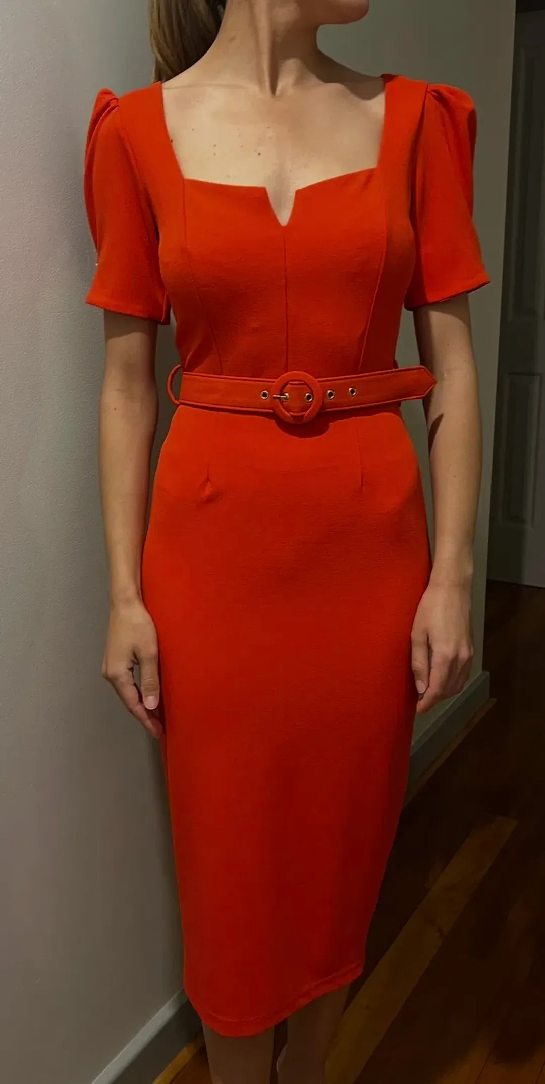 Pasduchas Cascade Sleeve Midi Dress Red Size 8 for rent on The Volte - main image