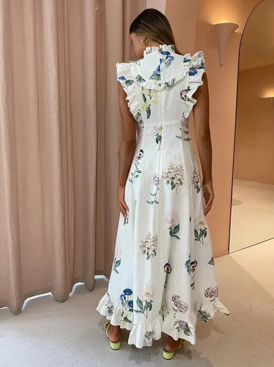 Alemais Jules Floral Midi Dress Antique Print Size 8 for rent on The Volte - main image