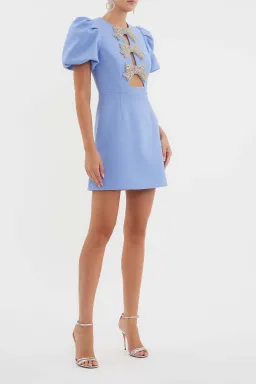 Rebecca Vallance Juliana Puff Sleeve Mini Dress Blue Size 12 for rent on The Volte - image 2