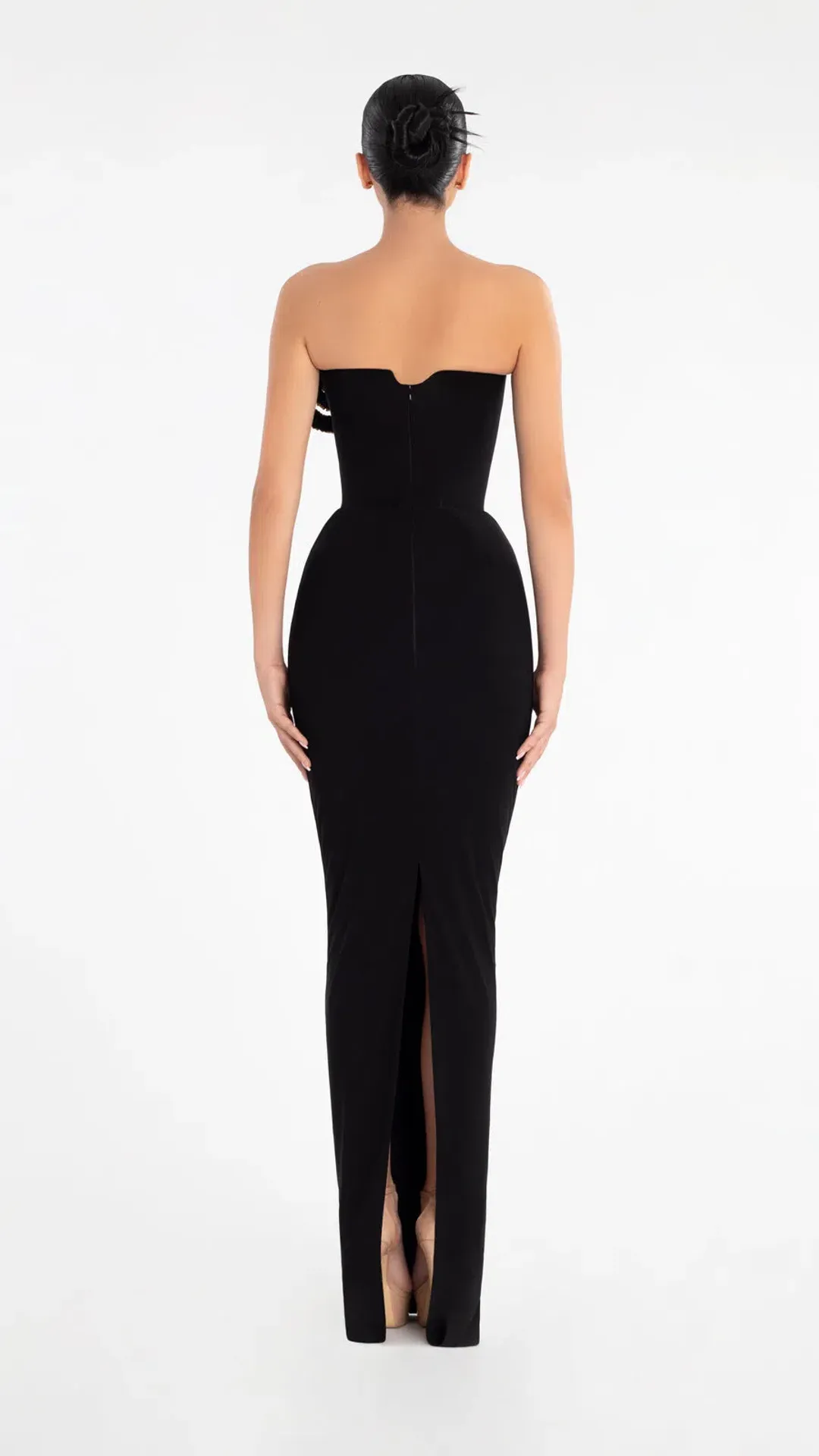 Albina Dyla Evening Dress Black with Gold Embellishment Size 8 for rent on The Volte - main image