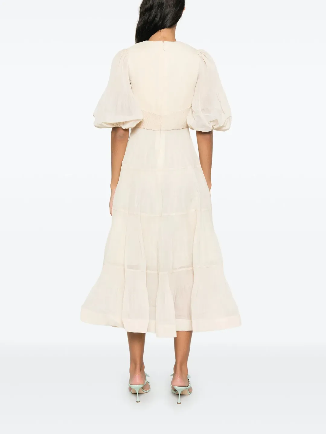 Zimmermann Pleated Midi Dress Cream Size 4 / AU 16 for rent on The Volte - main image