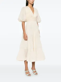 Zimmermann Pleated Midi Dress Cream Size 4 / AU 16 for rent on The Volte - image 1