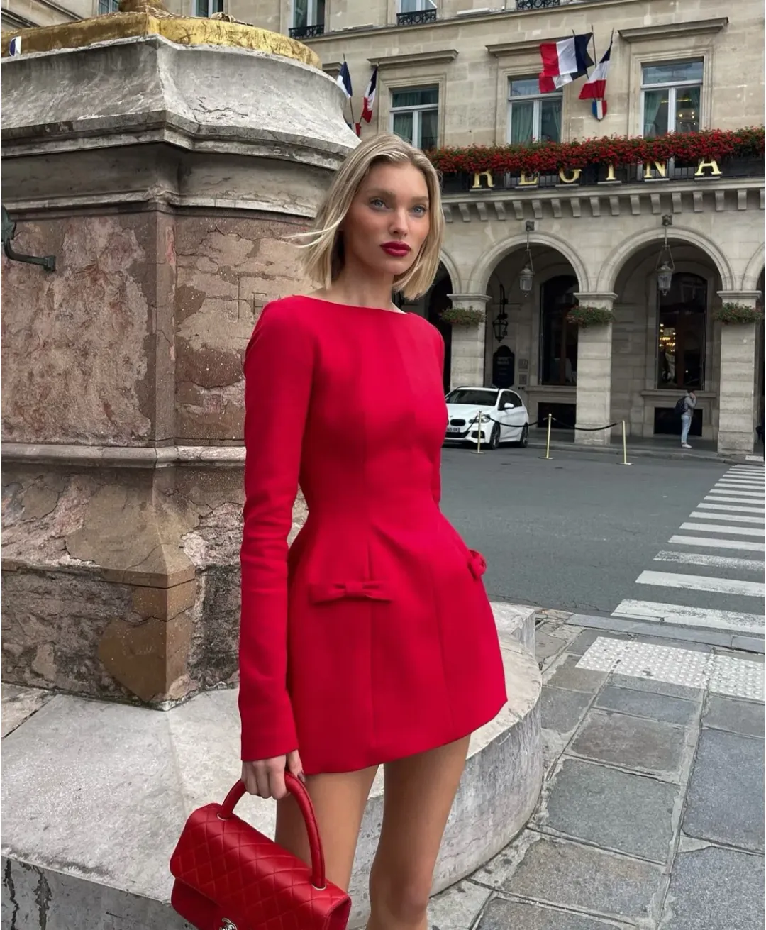 Helsa The Parasol Mini Dress in Lipstick Red Size XXS / AU 4 for rent on The Volte - main image