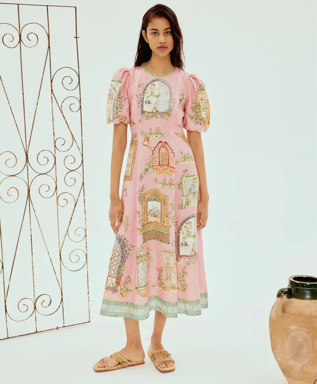 Alemais Monte Midi Dress Pink Size 10 for rent on The Volte - main image