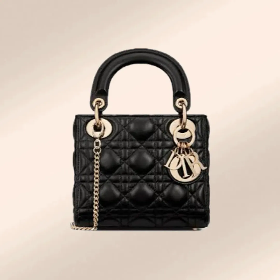 Christian Dior Mini Lady Dior Black Cannage Lambskin for rent on The Volte - main image
