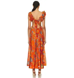 Zimmermann Ginger Frill Midi Dress in Orange Floral Size 3 / AU 14 for rent on The Volte - image 3