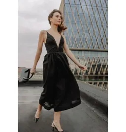 Zimmermann Illustration V Neck Midi Dress in Black Size AU 6 for rent on The Volte - image 2