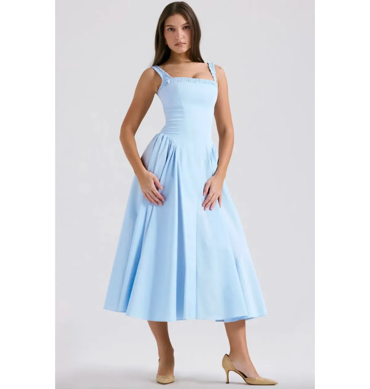 House of CB Dorothy Midi Sundress Italian Azure Size XS / AU 6 - Image 2