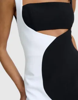 By Johnny Caterina Two Tone Curve Midi Dress Black/White Size AU 10 for rent on The Volte - image 5