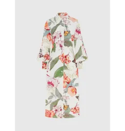 Leo Lin Cecelia Linen Midi Dress Lush Print in White Size AU 14 for rent on The Volte - image 1