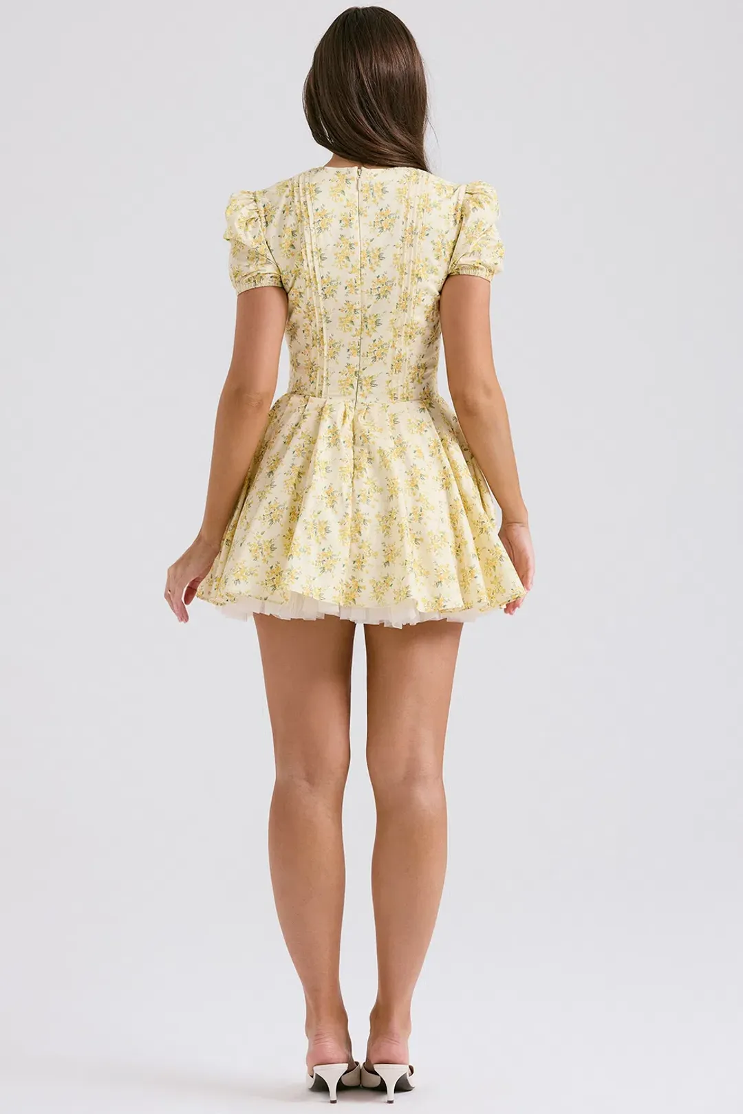 House of CB Imani Pleated Cotton Mini Dress Buttercup Vintage Floral Size XS / AU 6 for rent on The Volte - main image