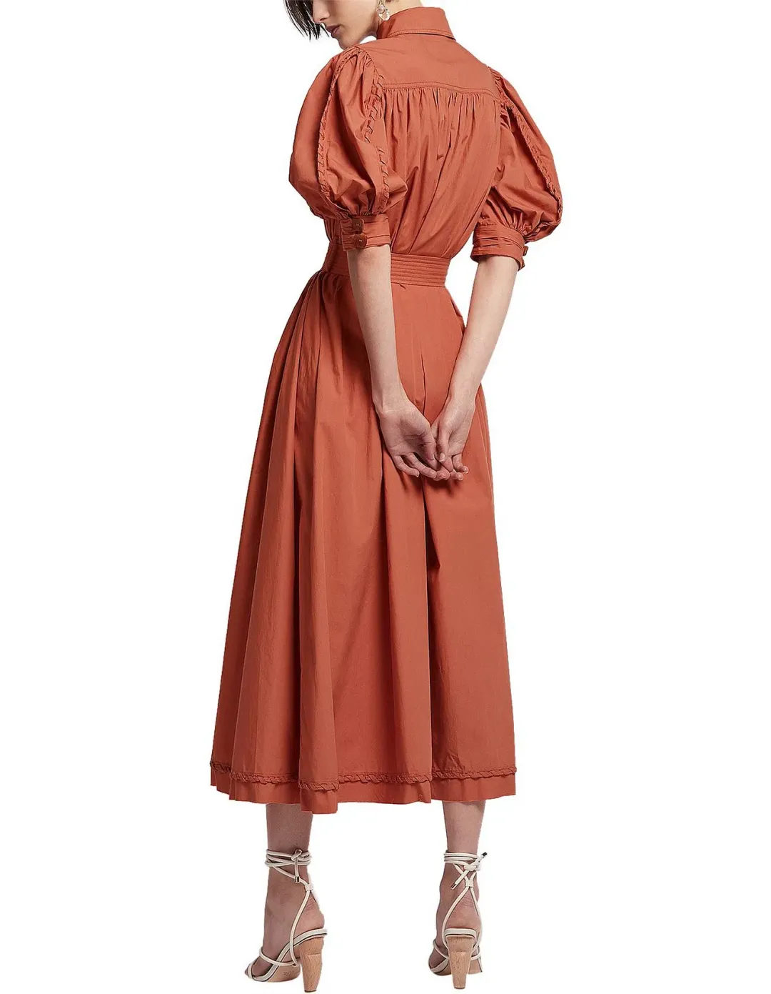 Aje Manifest Midi Dress Rust Size 8 for rent on The Volte - main image