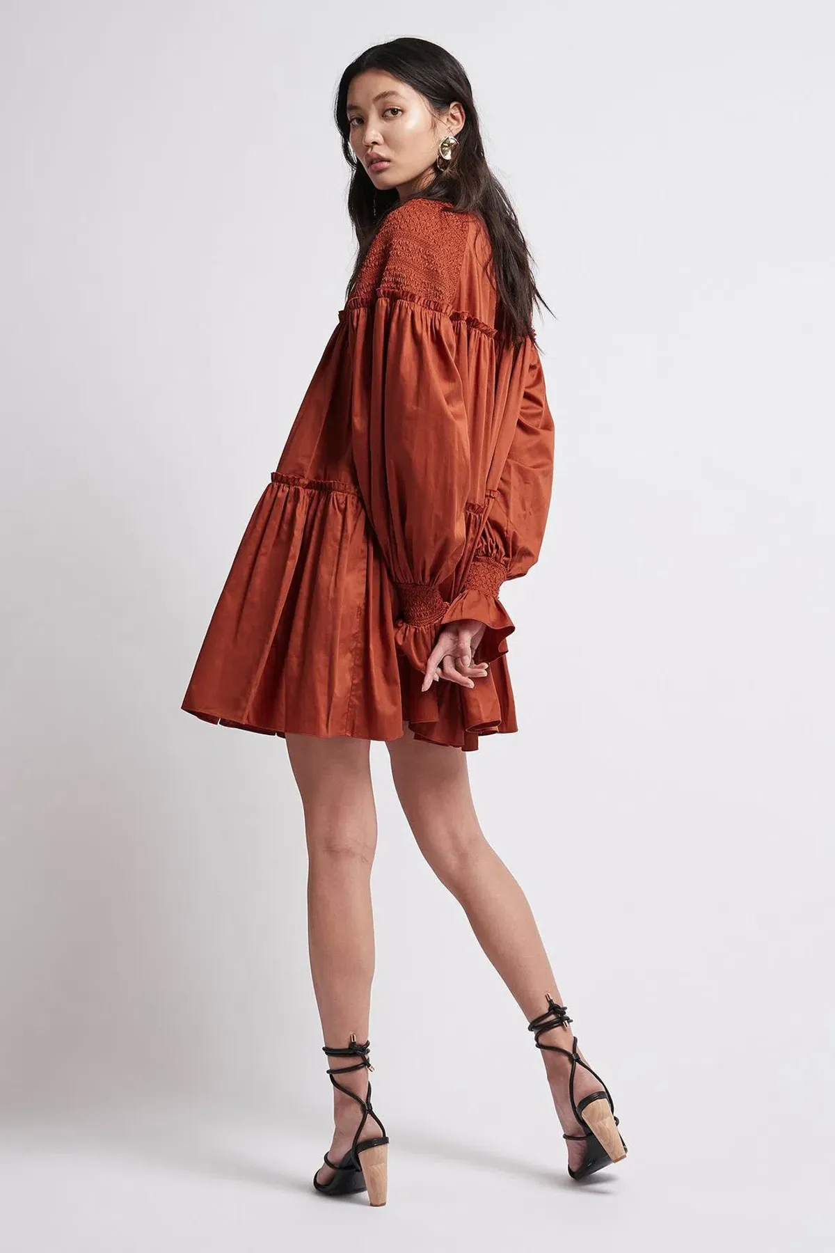 Aje Tranquility Smock Mini Dress Rust Size 10 - Image 3