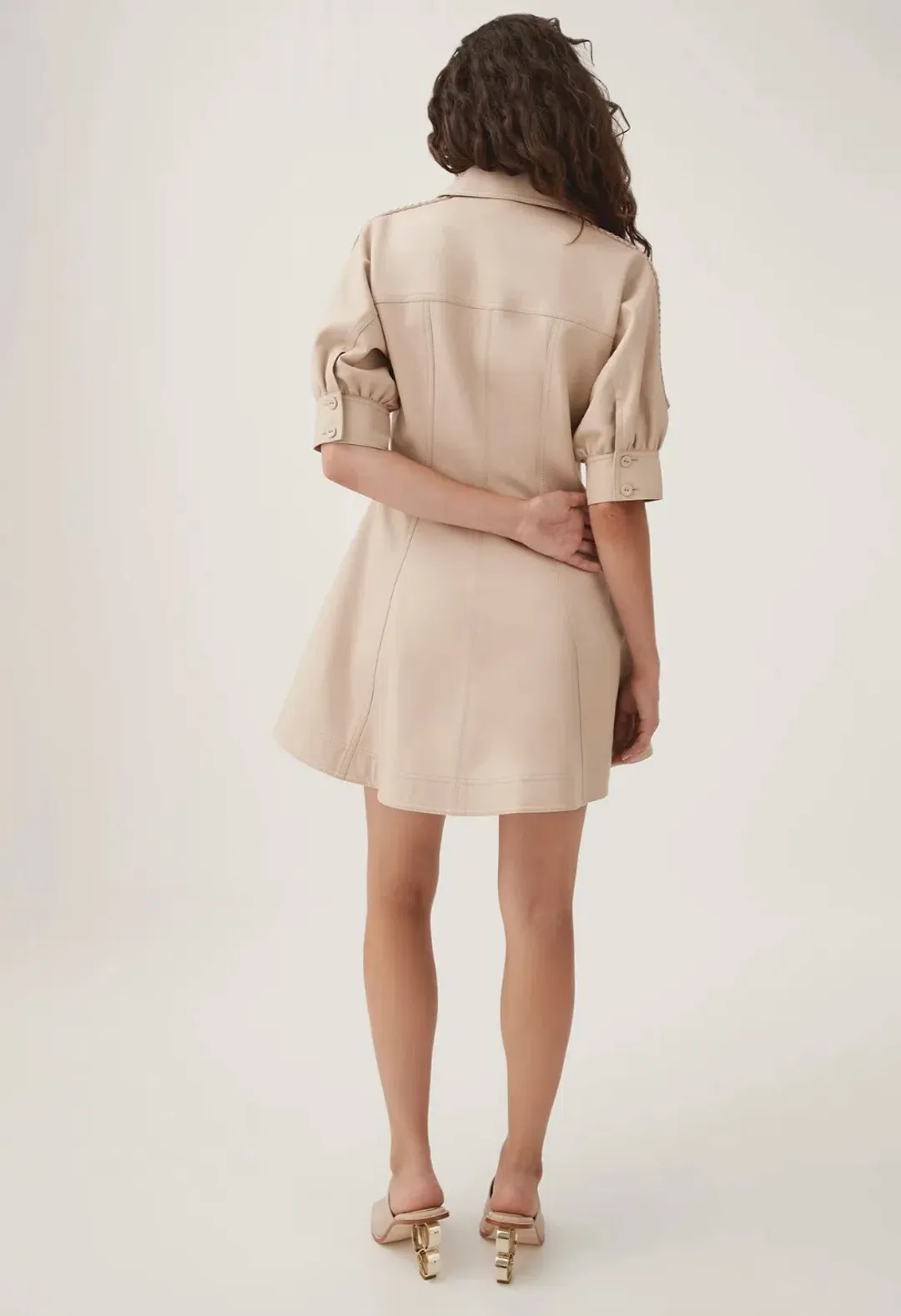 AJE Flourisher Braided Mini Dress Beige Size 8 for rent on The Volte - main image