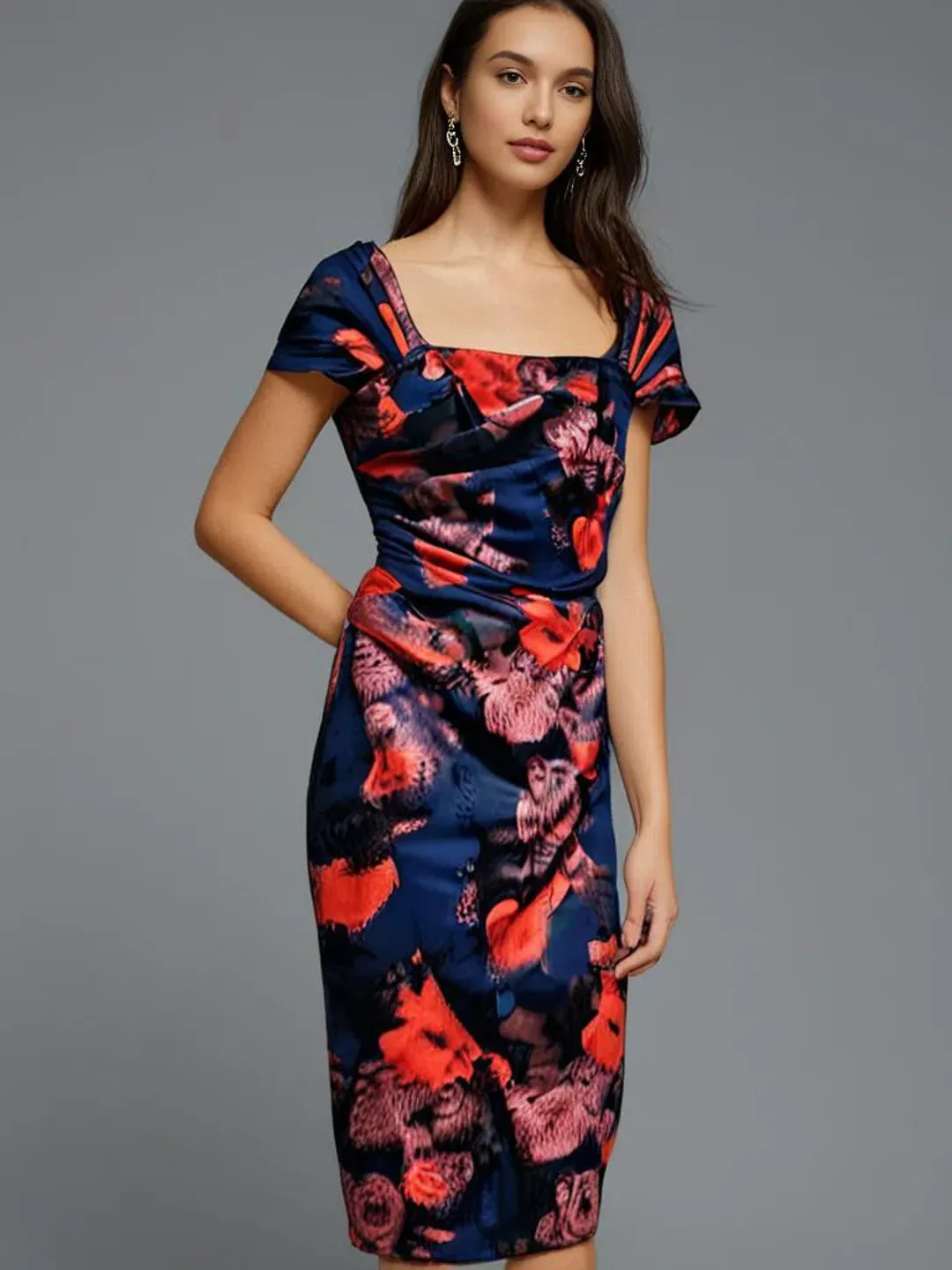 Alexis George Dress Ruffle Mini Dress Abstract Floral Print Size 12 for rent on The Volte - main image