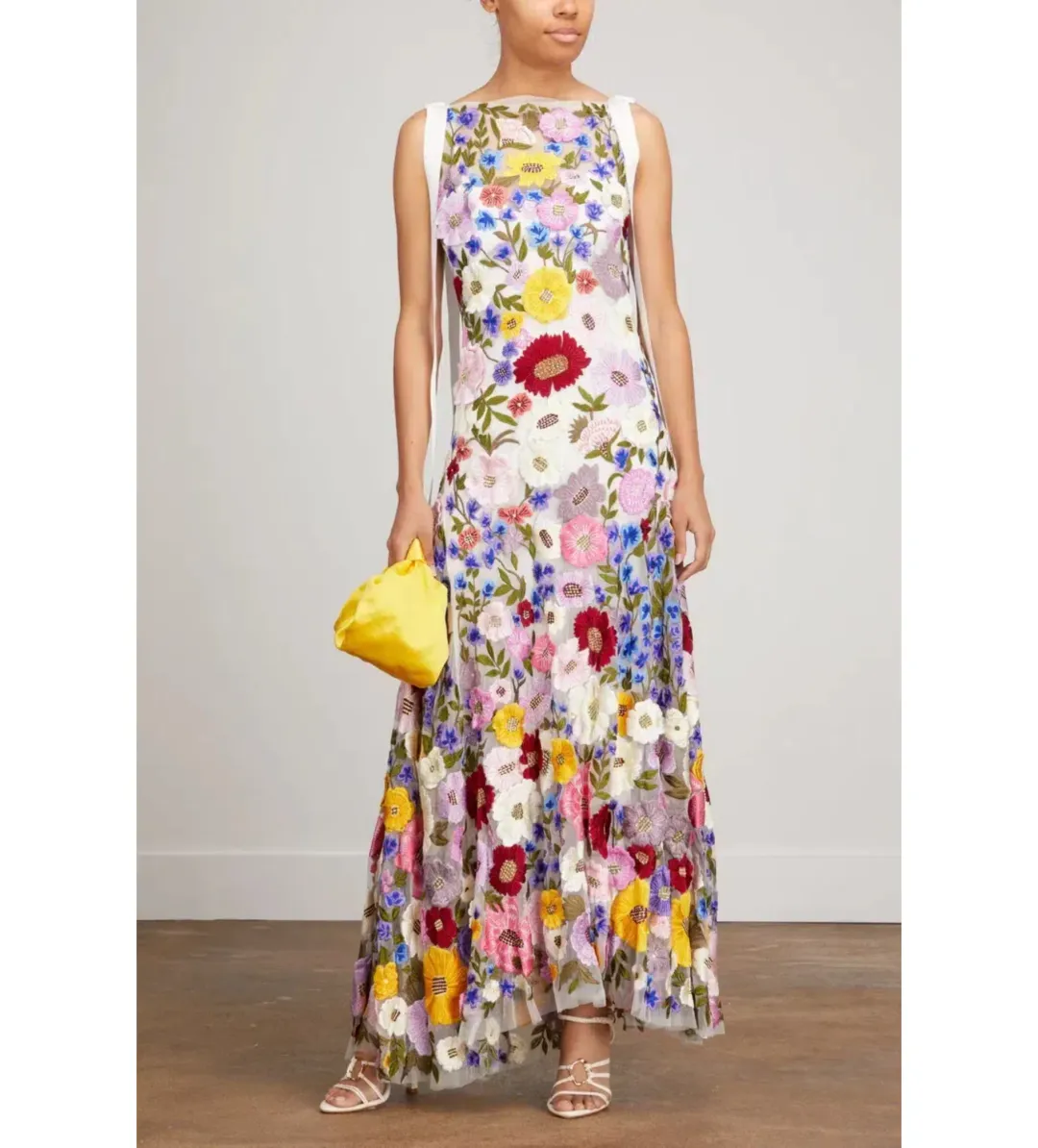 Rachel Gilbert Nya Gown Floral Embroidery Size 8 for rent on The Volte - main image