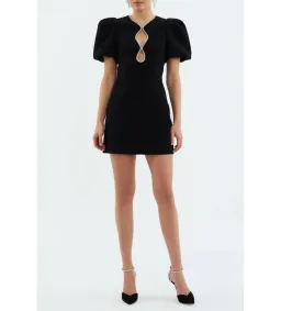 Rebecca Vallance Estella Puff Sleeve Mini Dress Black Size 10 for rent on The Volte - image 1