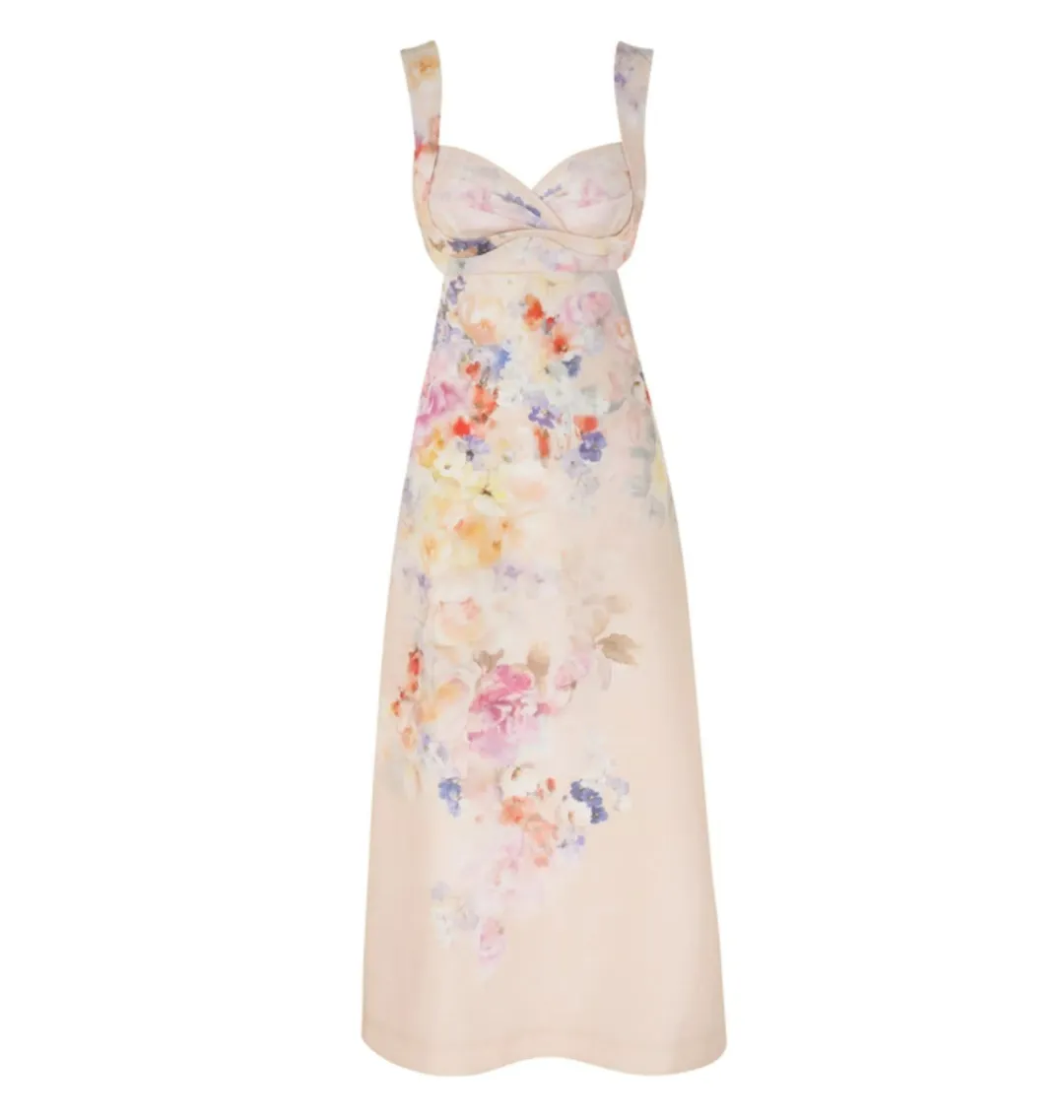 Zimmermann Crush Midi Dress in Multi Floral Size 0 / AU 8 for rent on The Volte - main image