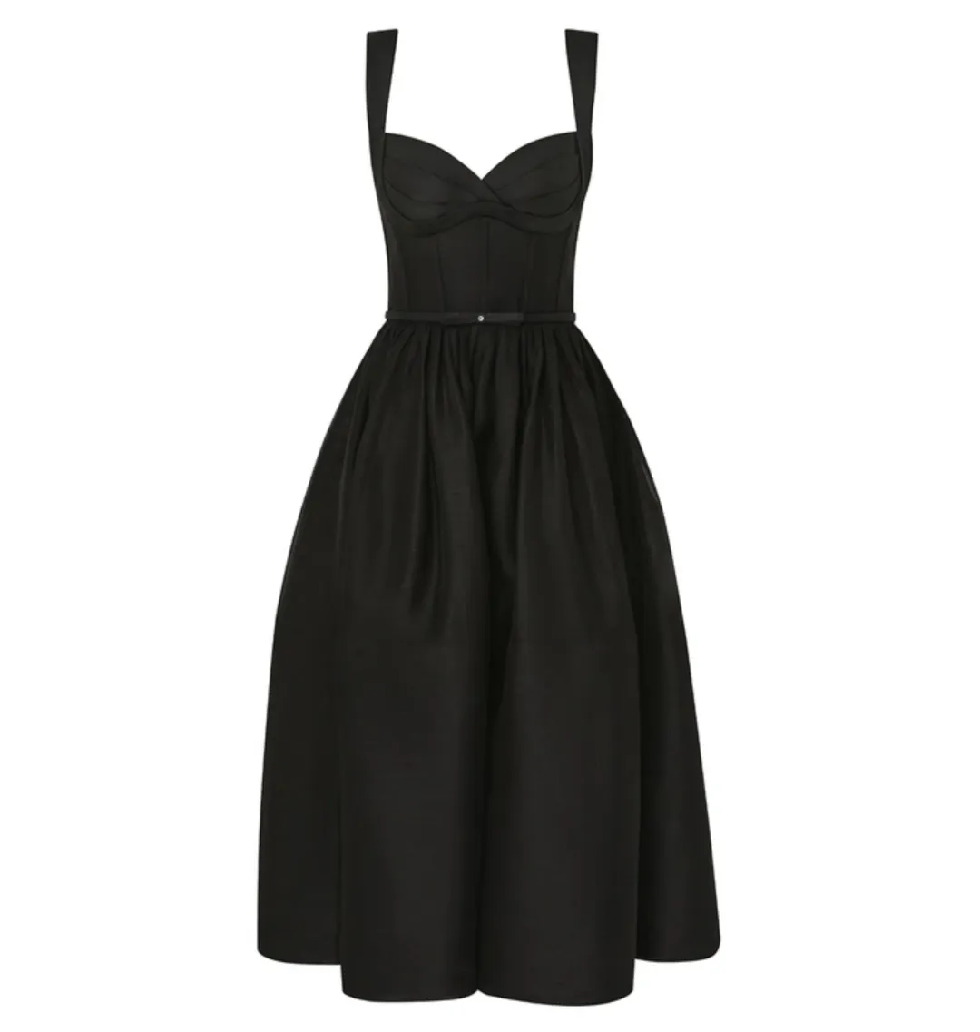Zimmermann Crush Picnic Midi Dress in Black Size 1 / AU 10 for rent on The Volte - main image