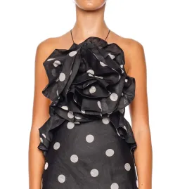Zimmermann Crush Ruffle Halter Maxi Dress in Black/Cream Dot Size 0 / AU 8 for rent on The Volte - image 3