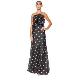 Zimmermann Crush Ruffle Halter Maxi Dress in Black/Cream Dot Size 0 / AU 8 for rent on The Volte - image 1
