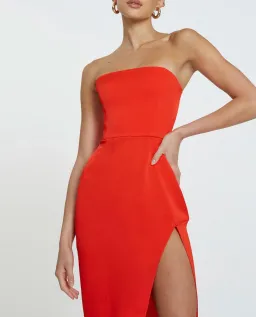 By Johnny The Lotus Strapless Midi Dress Red Size 6 for rent on The Volte - image 4