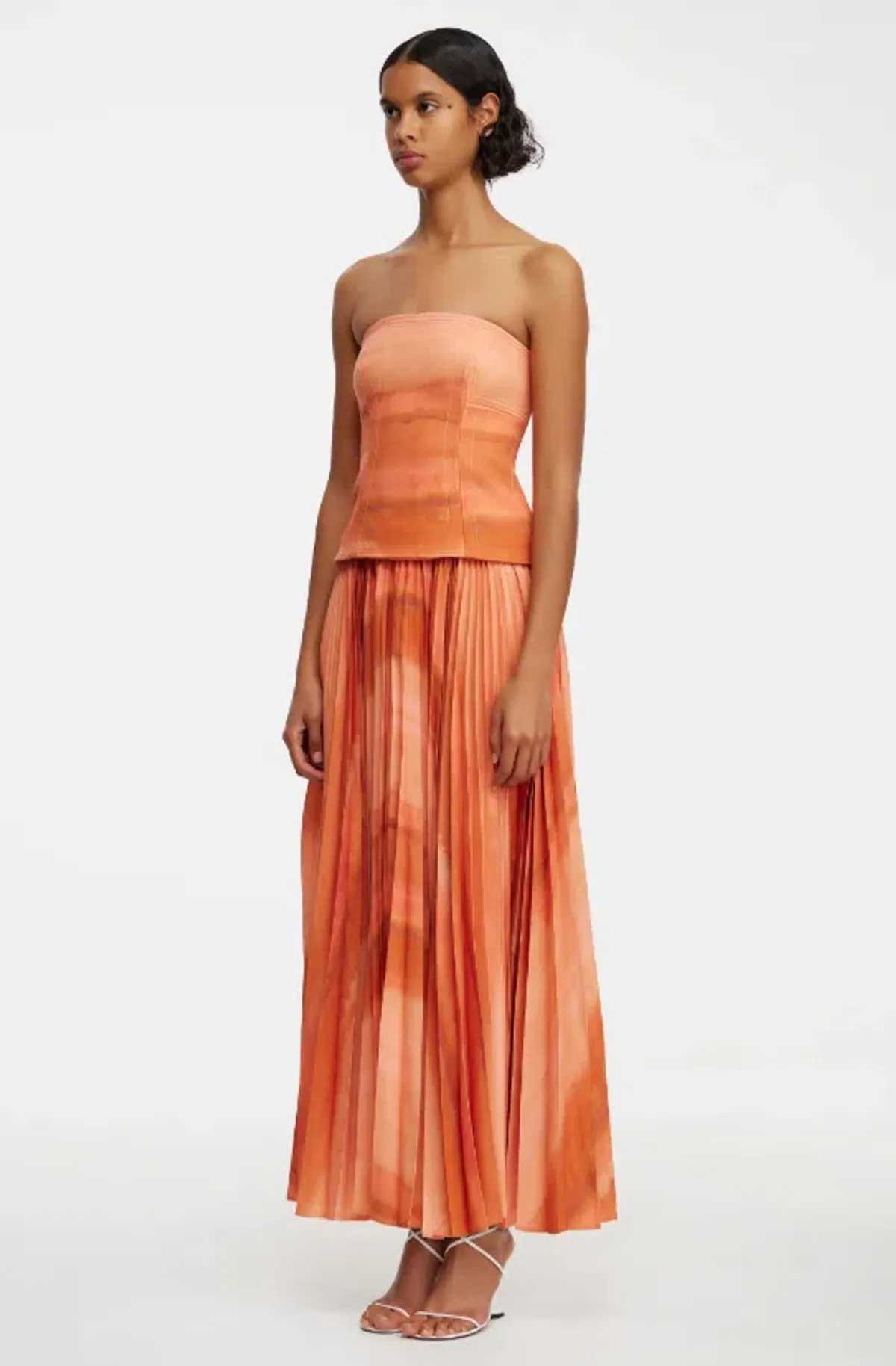 Acler Brayswick Midi Dress Melon Watercolour Size 12 - Image 2