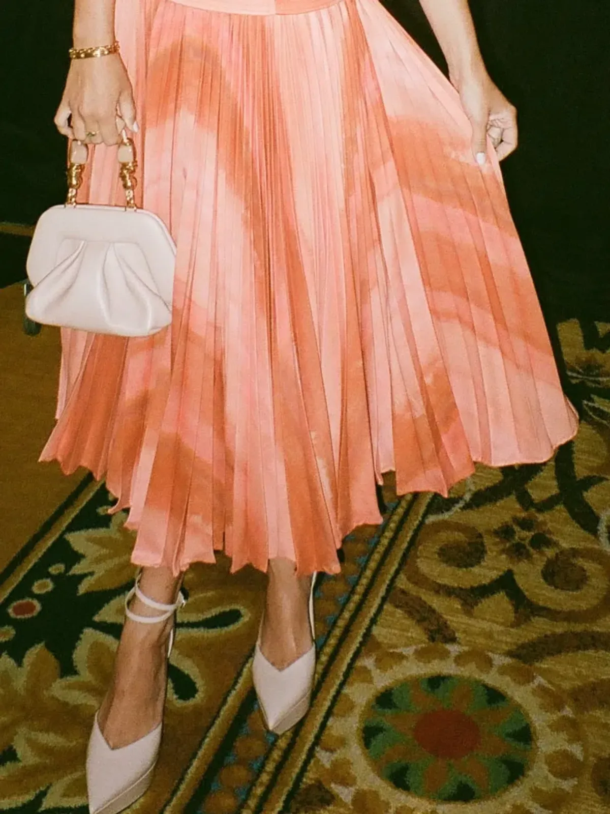 Acler Brayswick Midi Dress Melon Watercolour Size 12 - Image 5