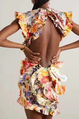 Zimmermann Wonderland Frill Mini Dress Spliced Multi Floral Size 00 / AU6 for rent on The Volte - image 2
