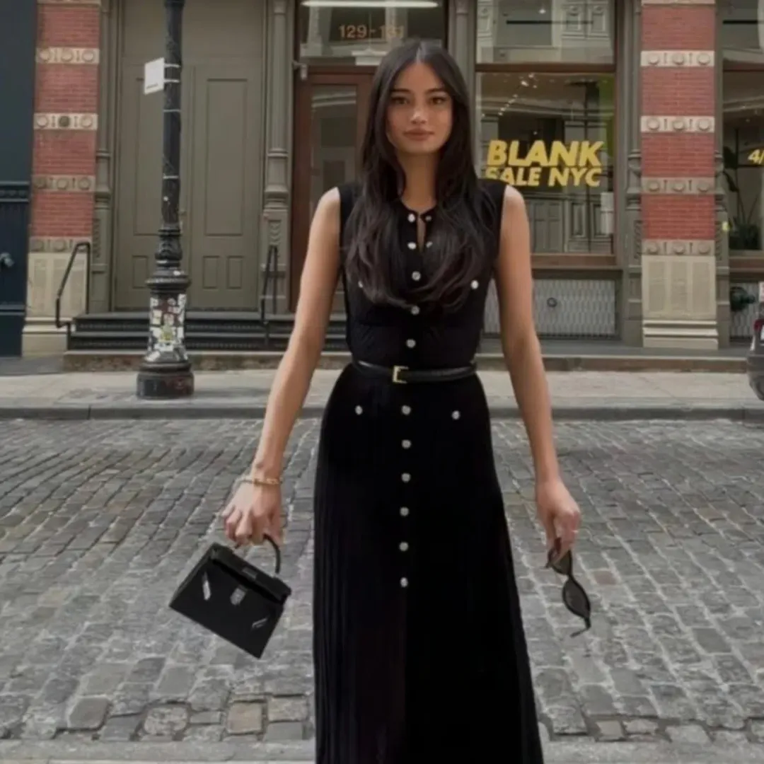 Sandro Tuileries Knit Midi Dress Black Size 38 / AU 8 for rent on The Volte - main image