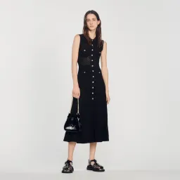 Sandro Tuileries Knit Midi Dress Black Size 38 / AU 8 for rent on The Volte - image 1