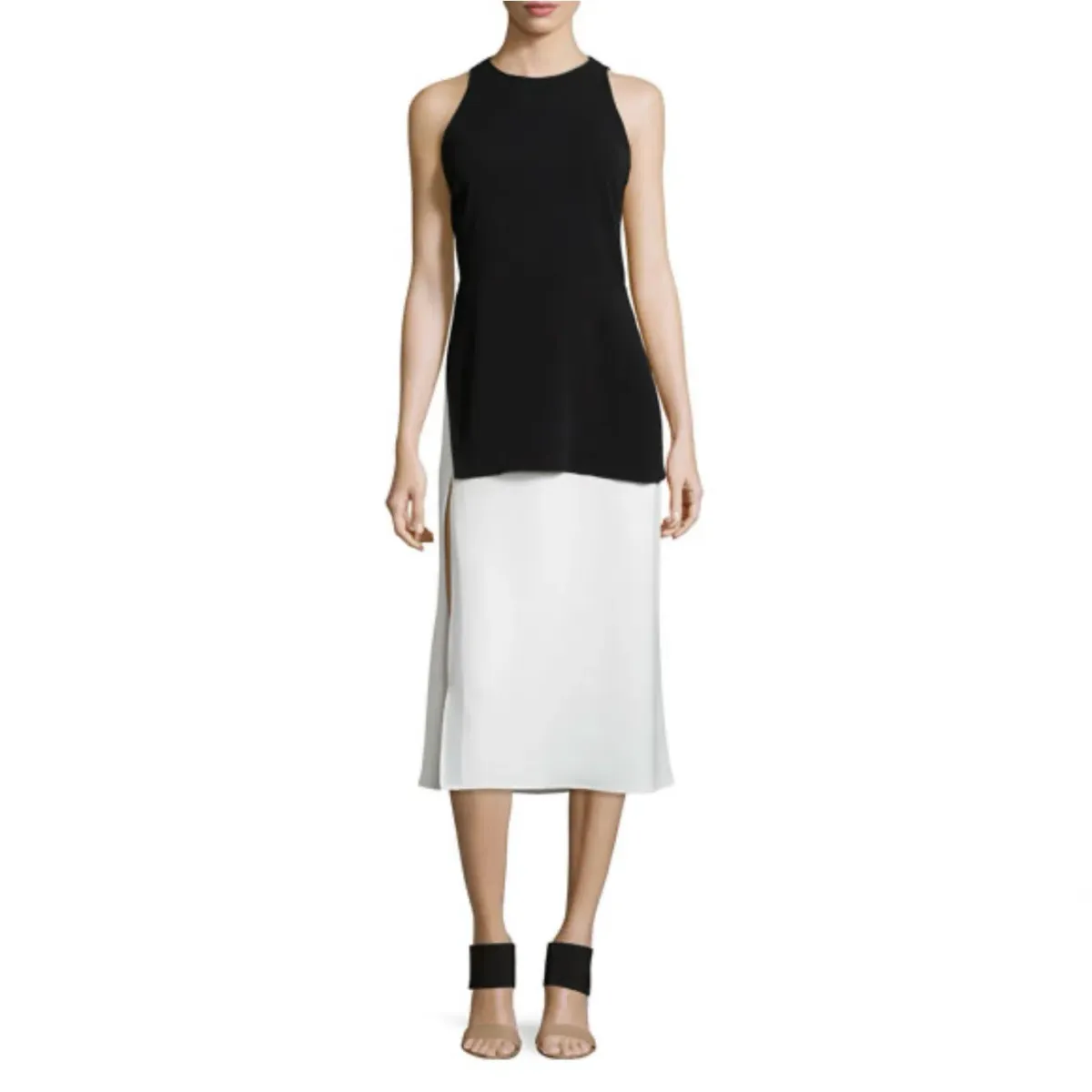 A.L.C. Mer Sleeveless Midi Dress Black White Size AU 4 - Image 4