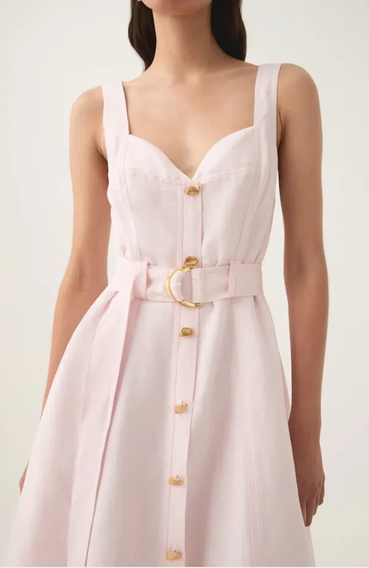 Aje Clay Belted Midi Dress in Pastel Pink Size AU 8 - Image 5