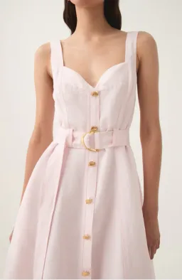 Aje Clay Belted Midi Dress in Pastel Pink Size AU 8 for rent on The Volte - image 5