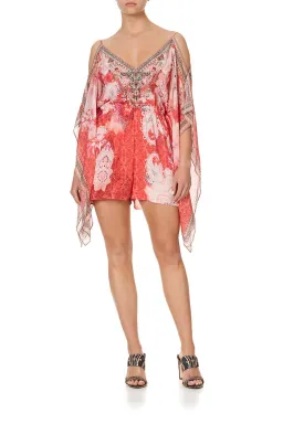 Camilla Playsuit Size S (10) Pink Paisley Palace Muse Silk with Scarf spilt Sleeve for rent on The Volte - image 1