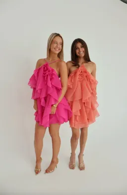 Aje Pandorea Layered Mini Dress Washed Coral Size 6 for rent on The Volte - image 2