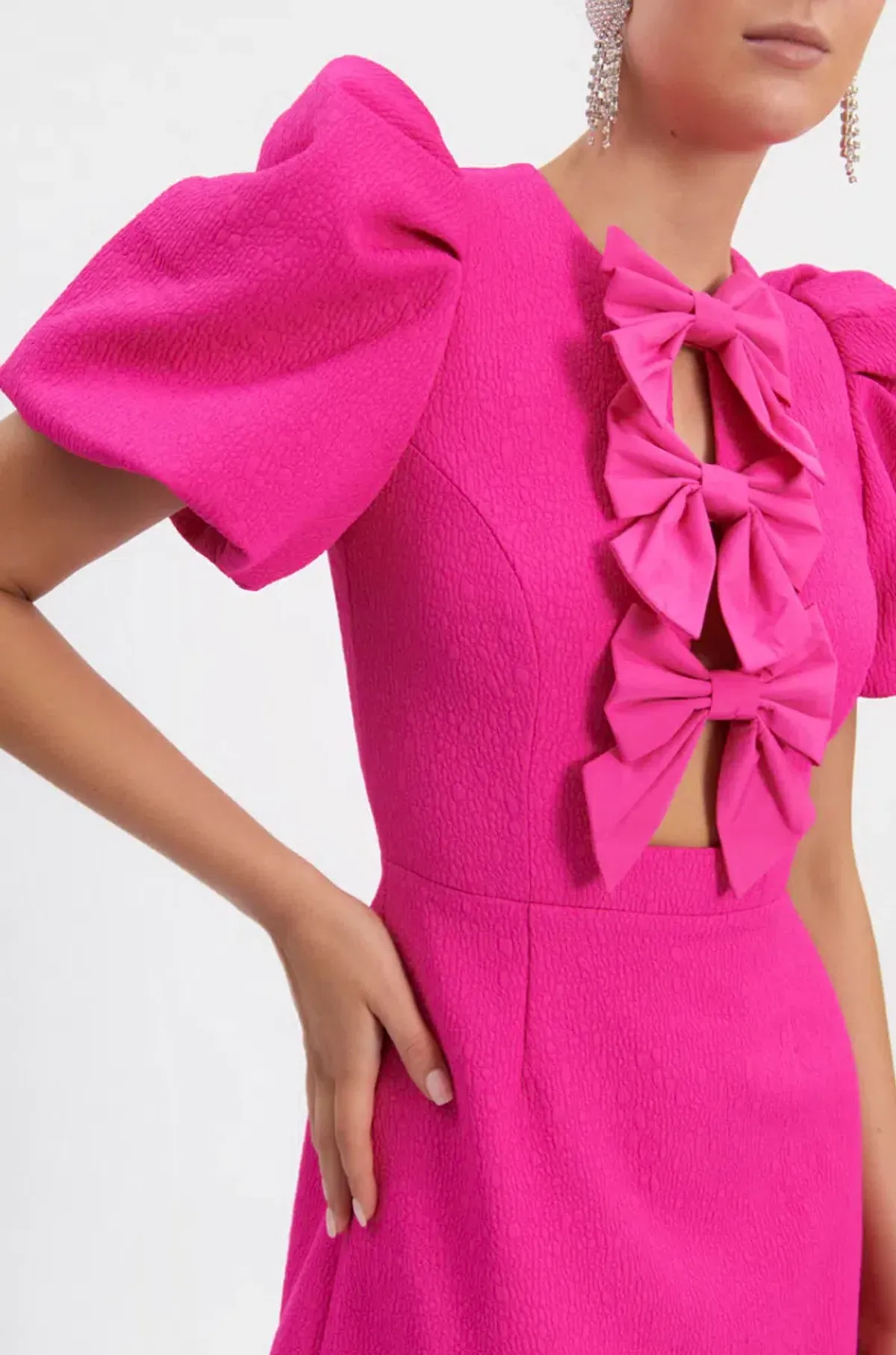 Rebecca Vallance Cecily Bow Mini Dress Hot Pink Size 8 - Image 4